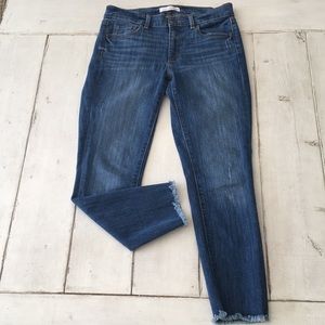 LOFT Petite Raw Hem Modern Skinny Jeans Med Wash